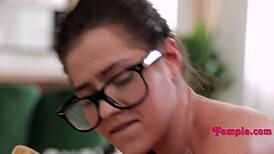 Are You Going to Lick Me, Step Dad? Cute Petite 18+ in Rough Fantasy with Glasses