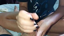 Casallombra Receives Sloppy Handjob From Wife On Monster Cock, Cum Soon.