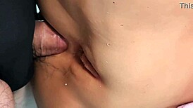 keep fucking her shaved ass with toys in double penetration close-up