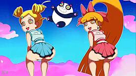 teenage powerpuff girls throwing it back in thong