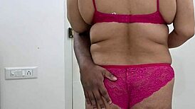 Bikini girl feels pleasure giving handjob to husband