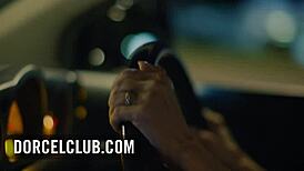 exclusive swinger party on public parking with brunette in stockings