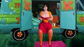 granny velma dinkley licks dick in costume