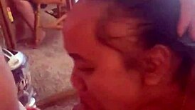 Asian babe deepthroats big cock!