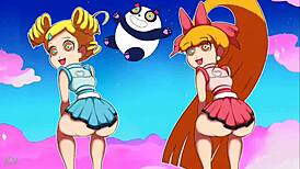 teenage powerpuff girls throwing it back in thong