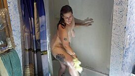 shower time with dildo squirting after stressful day