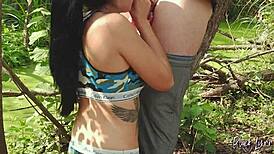 Wow, Black Lynn Sucks That Big Cock Outdoors!