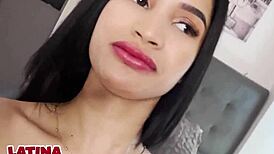 Latina Teen Blows and Deepthroats Big Cock.