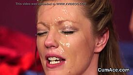 Nasty Doll Receives Jizz Load on Face, Swallowing All the Love Juice