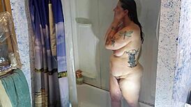 shower time with dildo squirting after stressful day