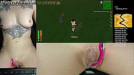 playing tropical monster girls on stream with cum dripping from wet pussy 😈