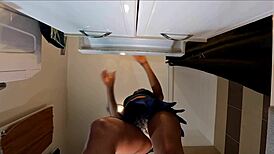 Beautiful Girl in Blue Mini Skirt and Panties