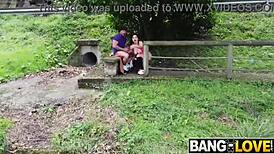 kira queen having fun outdoor with wet pussy