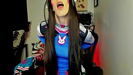 d.va cosplay goddess rewards your good behavior with sexy fun