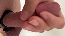 The guy with the massive cock and ring tells his story casually.