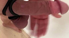 The guy with the massive cock and ring tells his story casually.