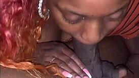 I couldn't resist sucking that massive black cock in our homemade session, feeling every inch stretch my mouth wide.