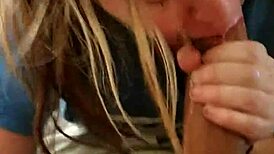 Watch This Blonde Suck A Hung Stud Till He Explodes!
