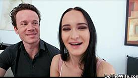 wifey sasha sparrow receives bbc creampie in front of cuck husband