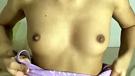 Horny stepsister uses big black dildo for masturbation