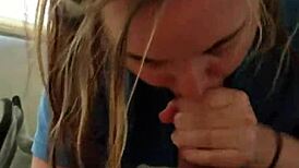 Watch This Blonde Suck A Hung Stud Till He Explodes!