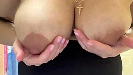 Slut Stepmom Flashes Milky Tits in Shower!