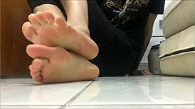 black socks removal and spit feet