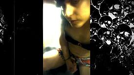 Amateur shemale khora self masturbates on webcam.