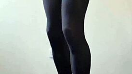 big tranny cock cumming in pantyhose stockings 😈