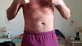Pervy Papifachero Rubs Daddy Boner Bulge In N2n Shorts And Pink Thong Bulge To Stay Warm In Winter