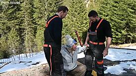 sexy snowboarder brittany bardot invites lumberjacks back for dp threesome