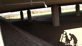 Amateur redhead whore loves sucking cock outdoors!