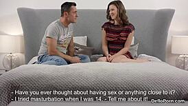 Kissable kitten opens up pink twat and loses virginity