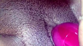 ex ebony girlfriend plays with vibrator, sucks my cock