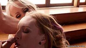 Komorník dominuje bujné milf a 18+ teen s drsným análovým bondage