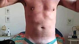Pervy papifachero is playing with his big daddy boner bulge in turquoise thong!