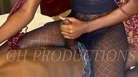 real african couple enjoys hot foreplay together