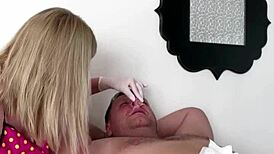Blonde Babe Waxing Depilation Of Armpits And Nose
