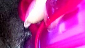 ex ebony girlfriend plays with vibrator, sucks my cock