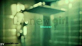 brunette model showers long hair