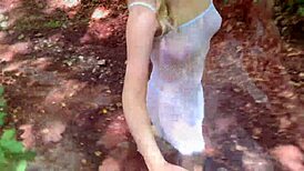 public naked run with flashing hairy pussy outdoors