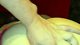 red thong with big cheeks and pussy on display