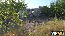 can you believe this tight teen pussy getting fucked so hard in pov? the old cuckold watches his girlfriend outdoors