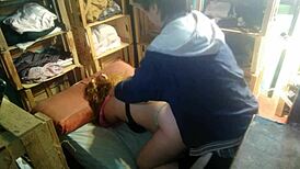 latina couple in doggystyle, me on all fours for boyfriend