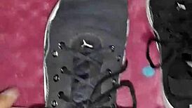 intriguing cumshot on tennis shoes fetish scene