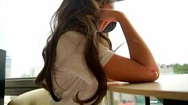 i peek under my schoolmate's skirt and ask, 'want to come home for fun?' then i cum on her nice ass