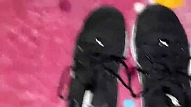 intriguing cumshot on tennis shoes fetish scene