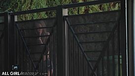 Allgirlmassage Kenzie Madison and GF Fingered Outside by Crazy Neighbor