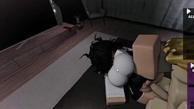 Slut enjoys big black cock fucking in Roblox