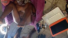 Busting a nut on her african american tits short version